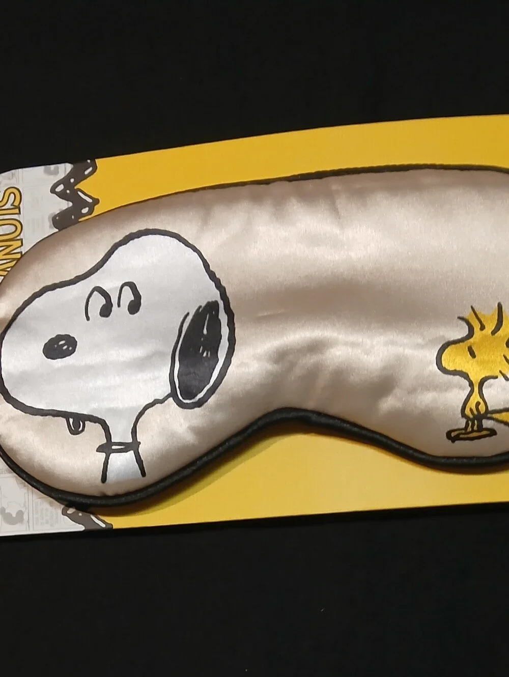 Peanuts -Sleep Mask, Fabric Covered Elastic Headband Snoopy/Woodstock On Front